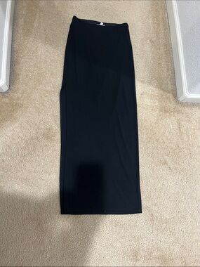 Garage Rib Knit Black Maxi Skirt - Sleek Straight Silhouette